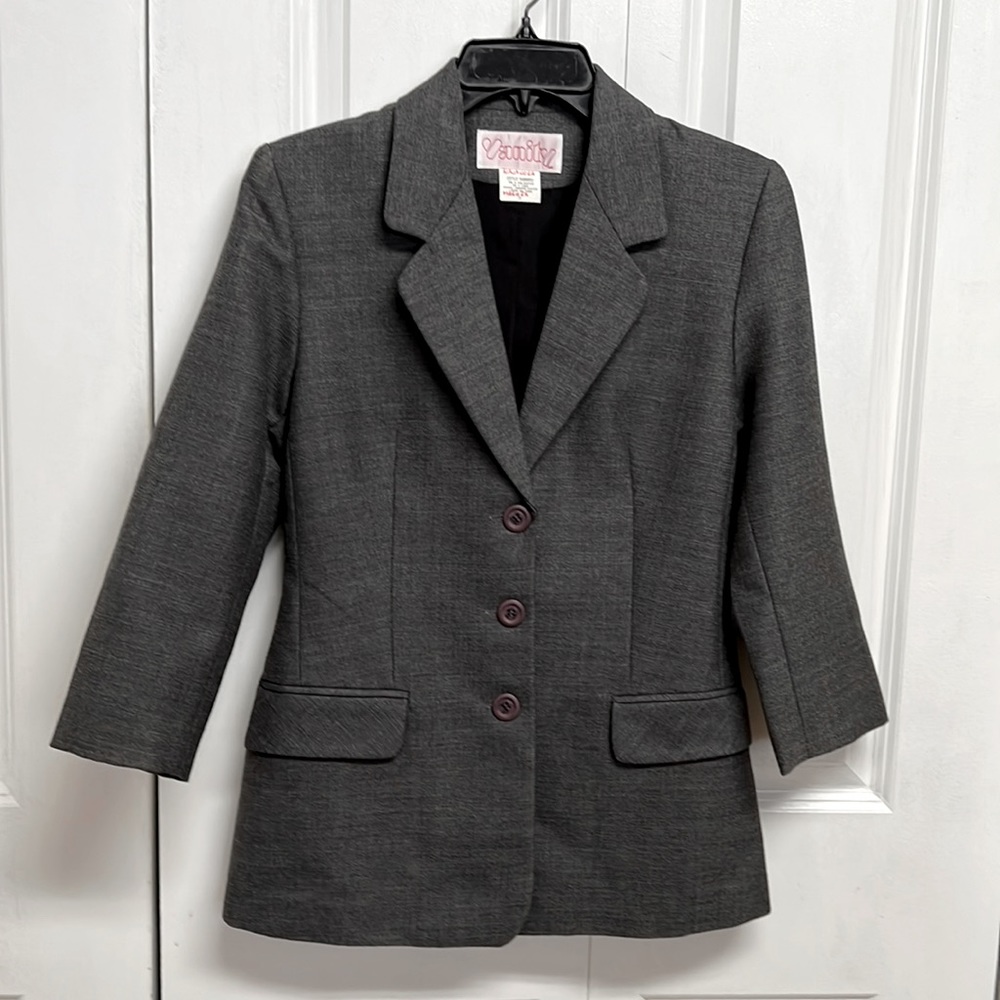 Vanity Dark Gray Mid Sleeve Pocket Blazer Size XS